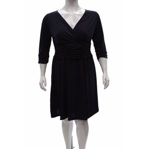 NY Collection Plus Size Ruched A-Line Dress Navy